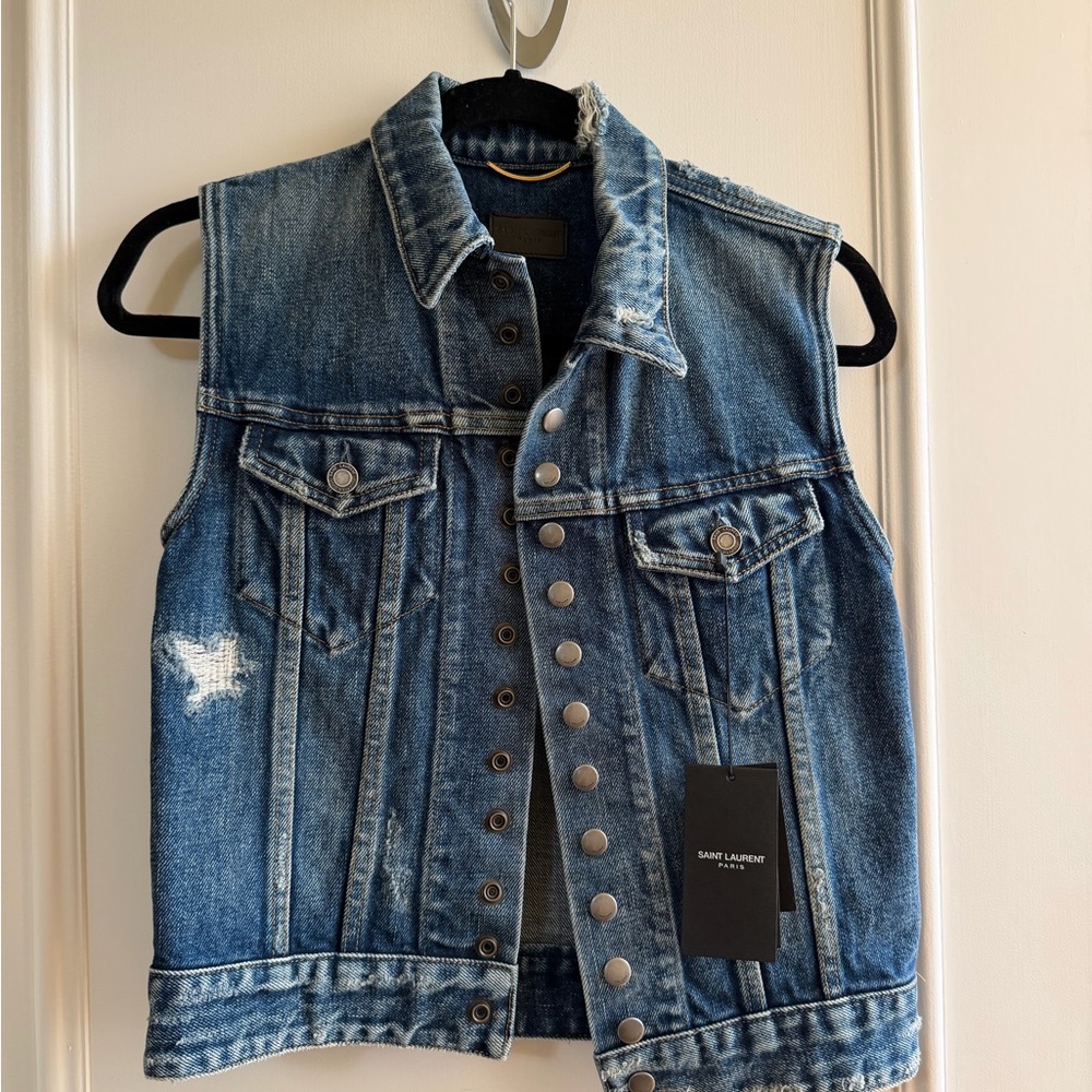 Distressed Blue Denim Vest